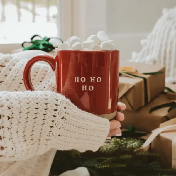 Tasse à café en grès rouge Ho Ho Ho