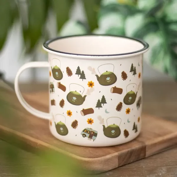 Tasse en émail imprimé camping