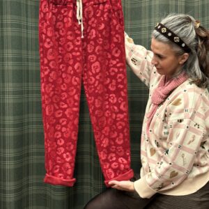 Pantalon Manchester léopard rouge