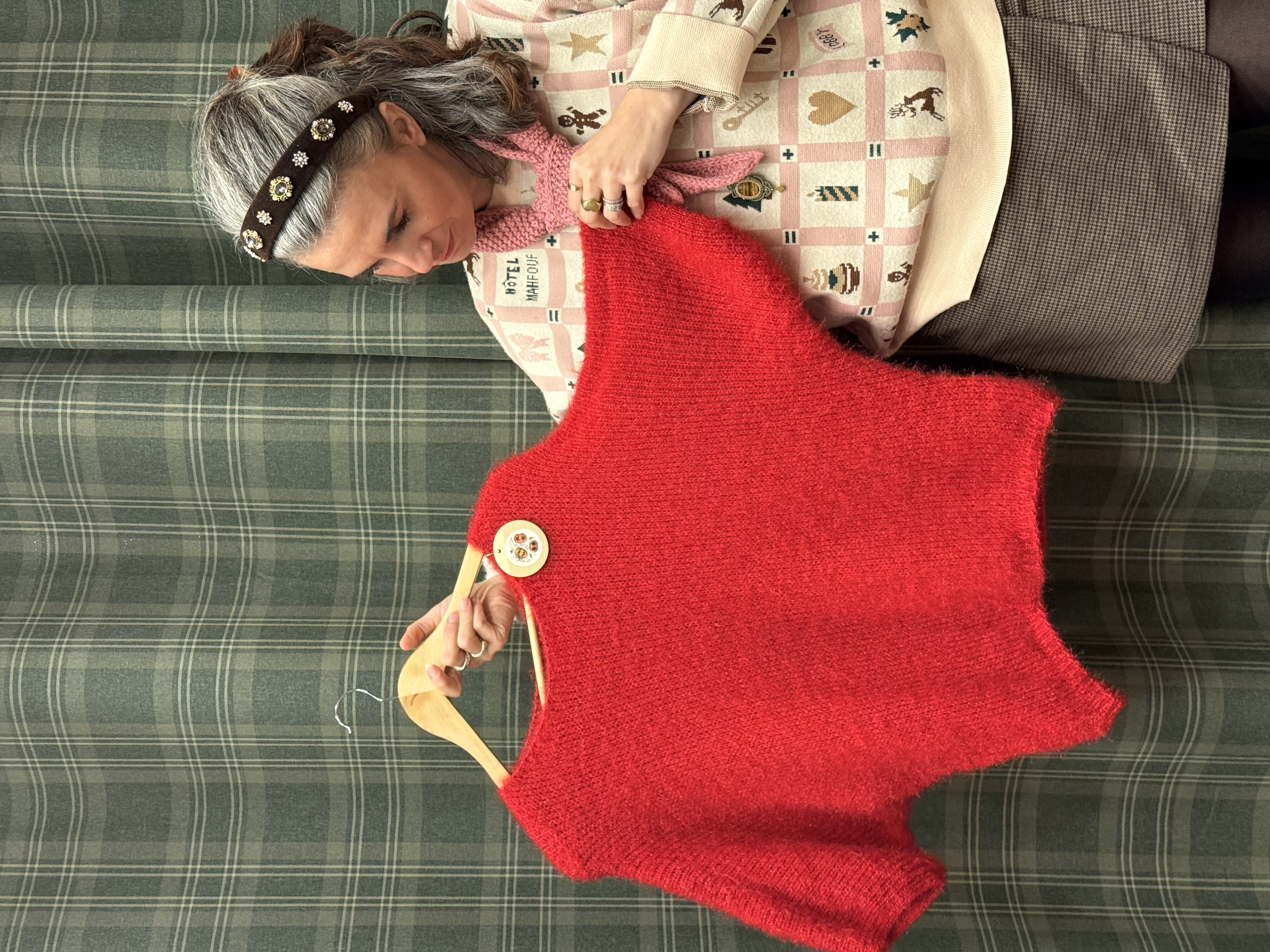 Pull Nottingham manche 3/4 rouge